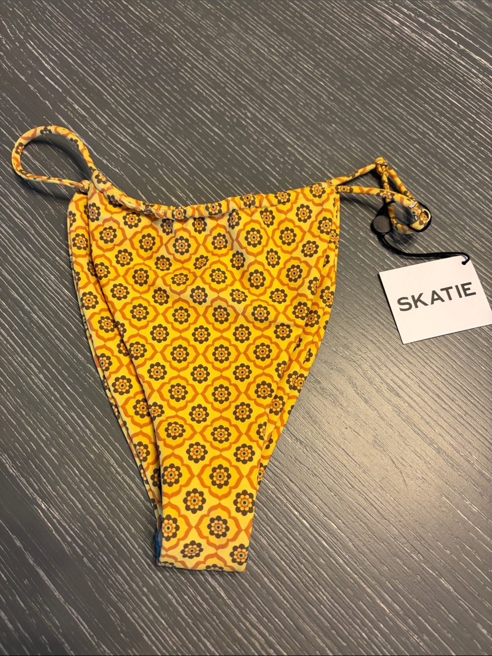 Skatie Yellow Floral-Print Bikini Bottom